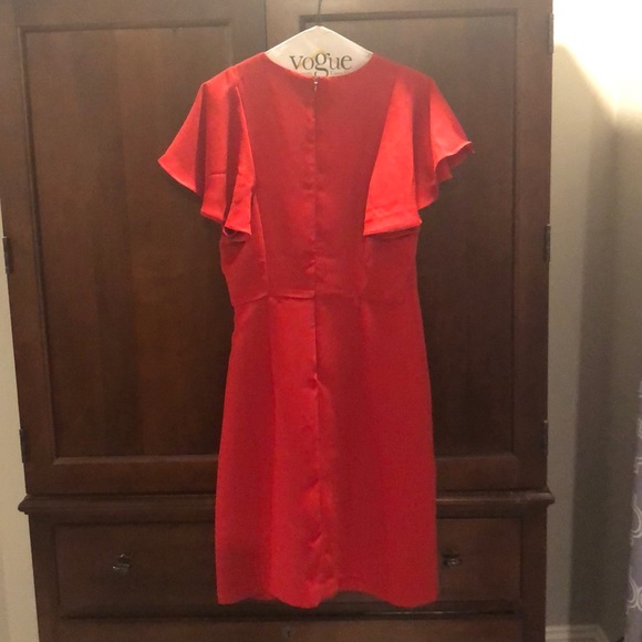 Neiman Marcus red flutter sleeve dress sz 4 - Picture 2 of 3
